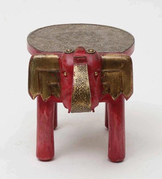Handmade Wooden Elephant Stool: Miniature Indian Decor (8x8x11)