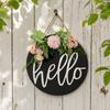 Welcome Sign, with Flower Decor Wear-Resistant Wreath, Front Door Welcome Wreath for Family Friends Co-Workers Garden Balcony