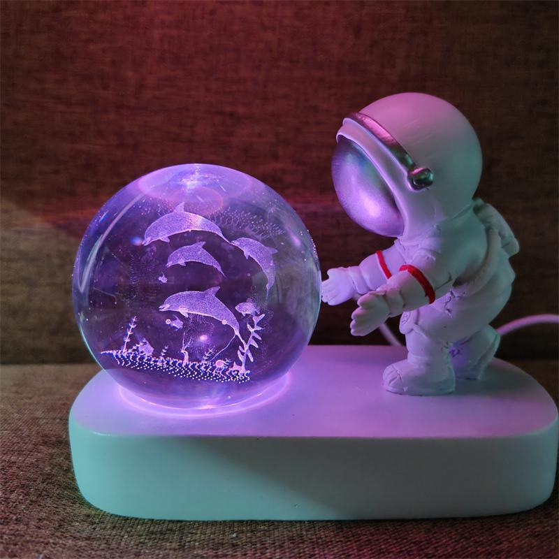 Astronaut Creativ 3D Minge de Cristal Led Lumină de noapte pentru Dormitor Copii Planetă Spațiu Lampă Sistem Solar USB Cadou de Crăciun pentru copii