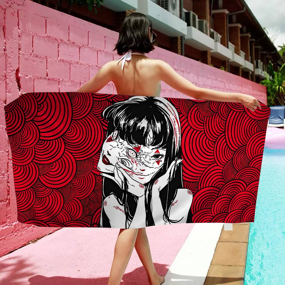 Japanese Junji Ito Tomie Microfiber Blanket Quick Drying Beach Towels Oversized Printing Super Absorbent Pool Towel Blanket