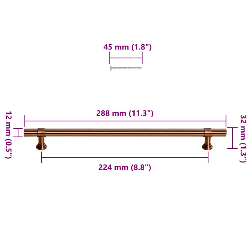 Furniture Handles 5 Pcs Bronze 224 Mm Stainless Steel