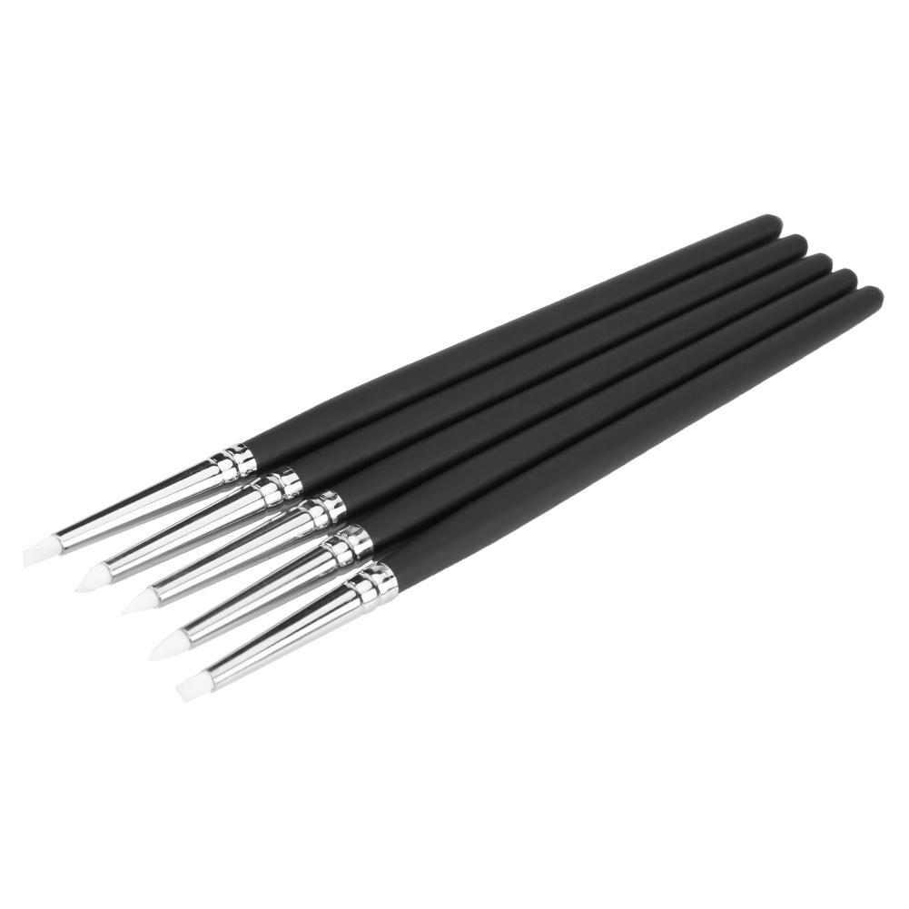 5pcsCelsiusset Silicone Soft Head Clay Pottery Moulding Pen   Craft Tool(black head)