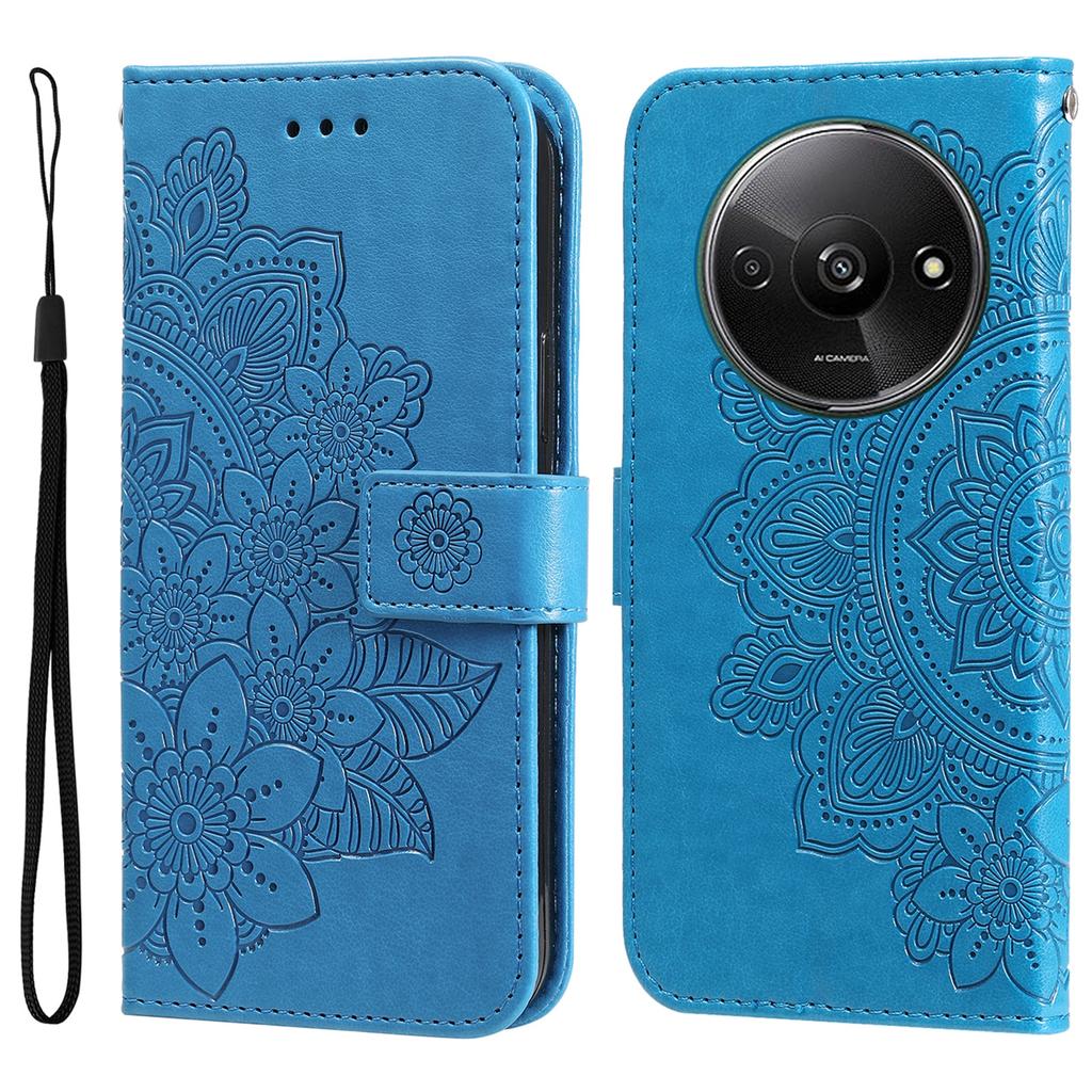 For Xiaomi Redmi A3 4G/Poco C61 4G Case Floral Pattern PU Leather Wallet Stand Phone Cover