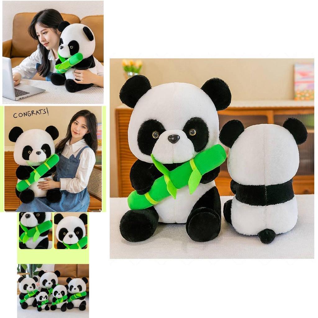 Cute Panda Plush Toy, Long Fur Soft Stuffed Animal, 30cm/55cm Height, Pp Cotton Filling