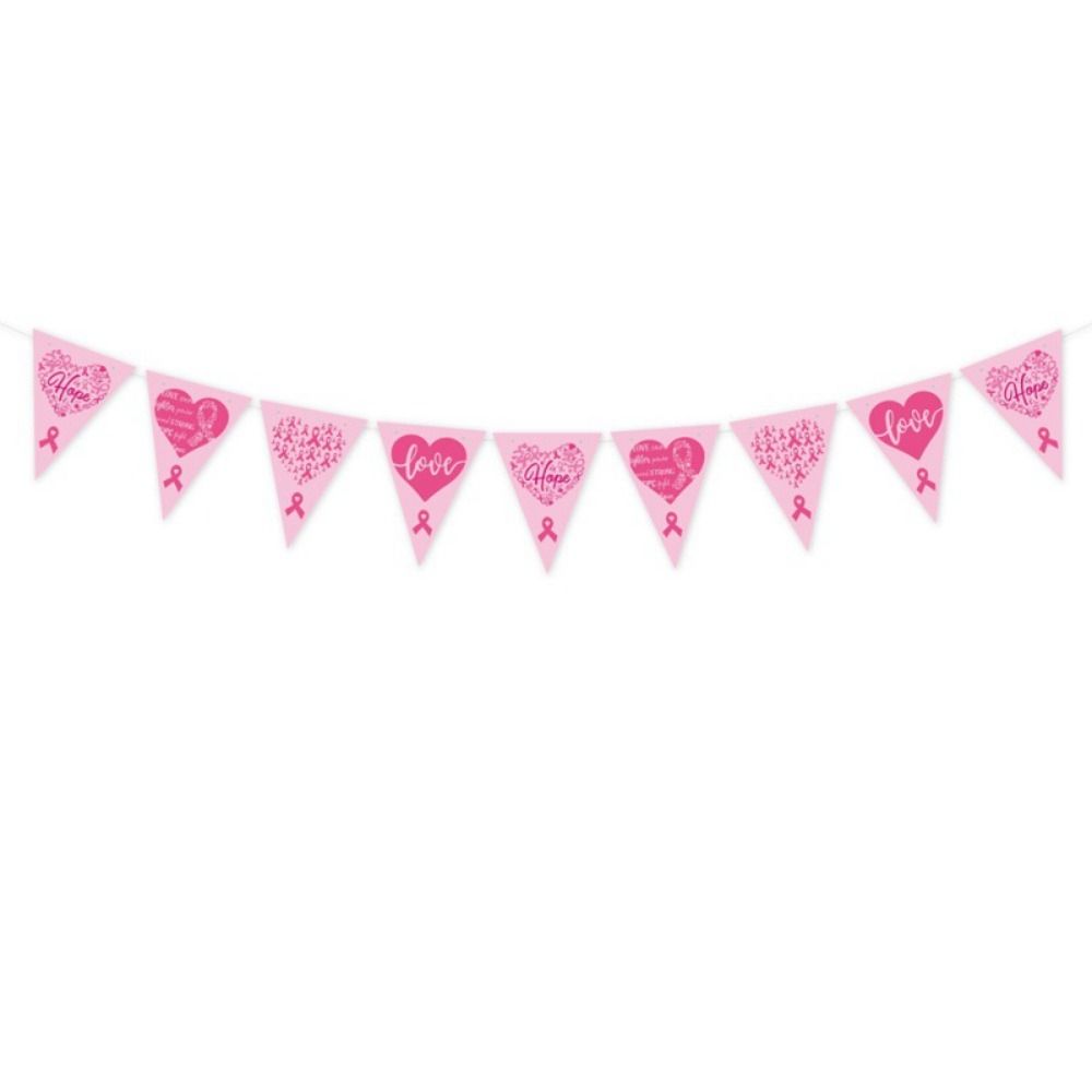 Paper Breast Cancer Backdrop Banner Single Side Breast Cancer Awareness Flag  Charity Activities