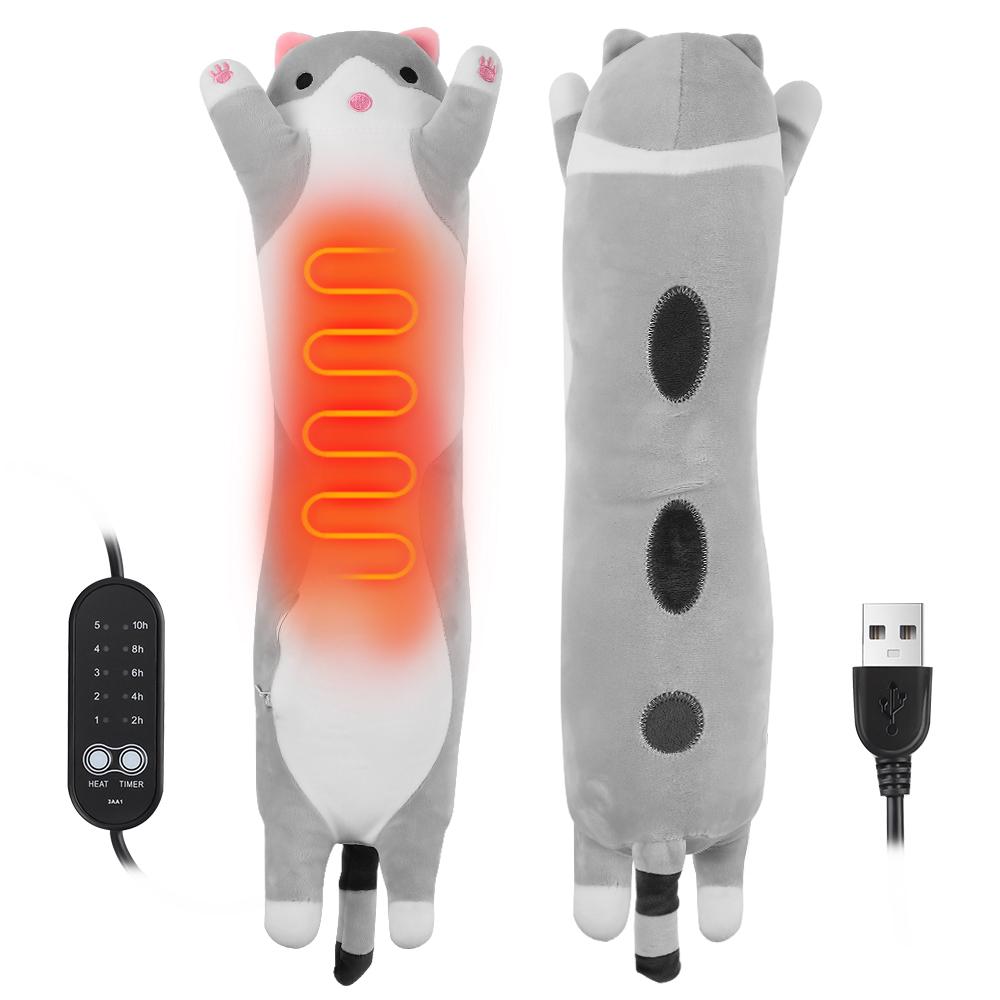 

Электрическая грелка с подогревом, питаемая от USB, для менструации, плюшевая, милый кот, декоративная подушка, милая грелка для кошек при менструальных спазмах серый