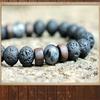 Trendy 8mm Natural Stone Lava Bracelets for Women Men Black Volcanic Rock Stone Braided Bangles