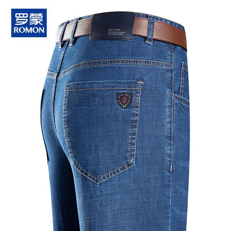 ROMON Men s Summer Loose Straight Fit Stretch Denim Jeans 32