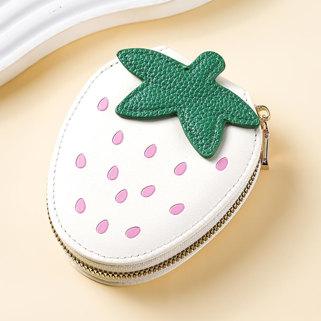 New Product Cute Little Strawberry PU Coin Purse Explosive Fruit Coin Storage Bag Can Be Hung Bag Organ Card Bag