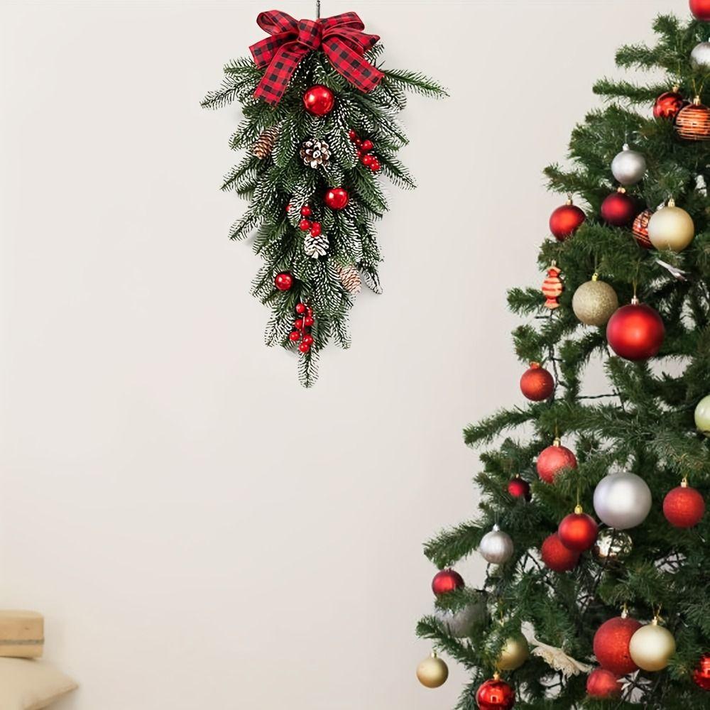 Pinecones Xmas Tree Garland DIY Window Hanging Decor Pendant Wall Hanging Floral Wreath  Window