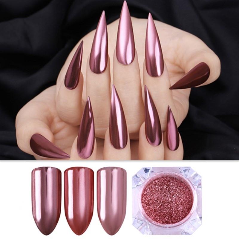 Buy 1 Box Mirror Rose Gold Nail Glitter Nail Art Pigment Glitter Dust
