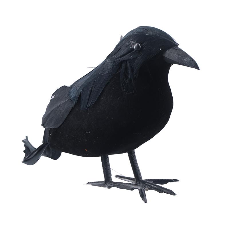 Halloween Corvo Nero Puntelli Realistico Corvo Spettrale Piumato Corvi Decorazione Casa