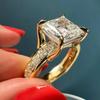 Anello da Dito Principessa Quadrato CZ Femminile Lussuoso Fede Nuziale Accessori Splendido Colore Oro Accessori Fidanzamento Gioielli