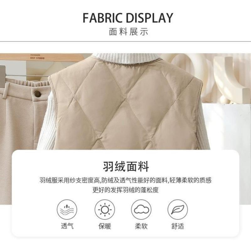 Women Loose Sleeveless Vest Round Neck Thin Quilted Cardigan