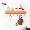 Heavy Duty Coat Rack with 6 Hooks Key Holder Hooks, Solid Wood Entryway Organizer Rack, Wall Multi Purpose Mount Mounted Space Saving Hook for