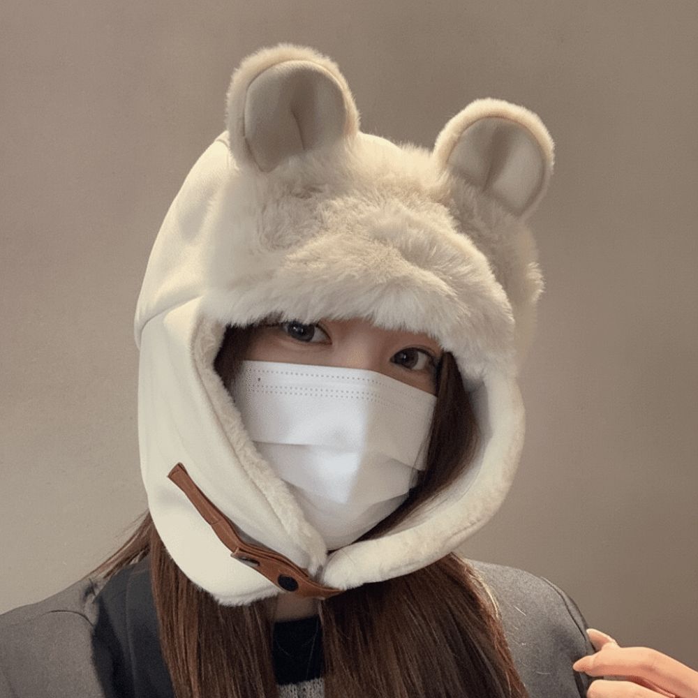 Cute Ears Warm Hat Thickened Ear Protection Cap Fashion Earflap Hat  Winter