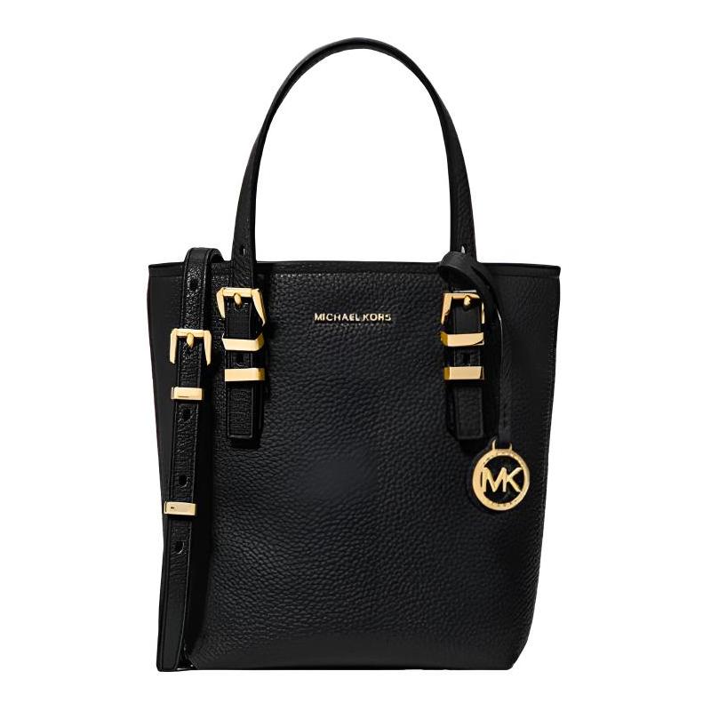 MICHAEL KORS Quinn Gold Metal Detailed Removable Adjustable Shoulder Strap Leather Shoulder Bag Mini Women s Black чёрный