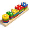 Toy Wooden Building Blocks Early Learning Educational Toys Color Shape Match Kids Puzzle Toys for Children Boys Girls