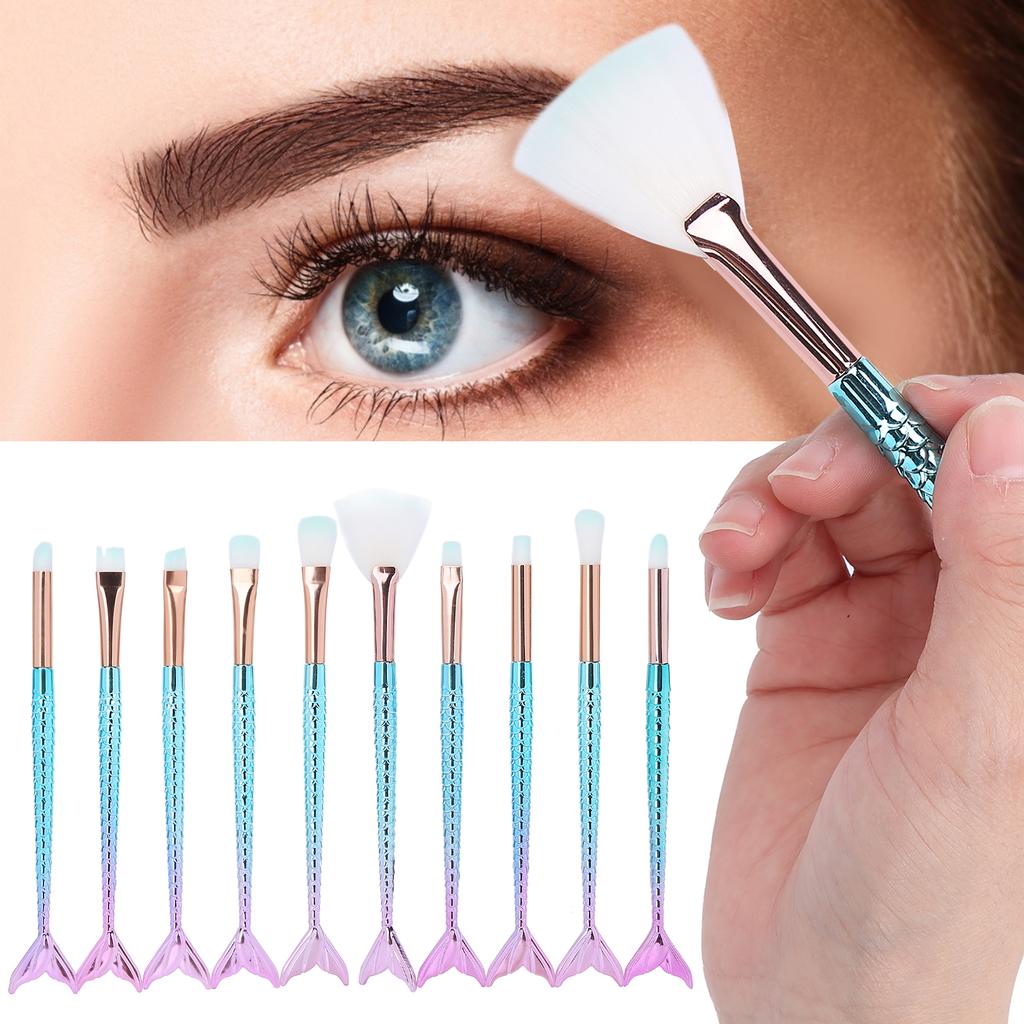 10PCS Makeup Brushes Cosmetics Blending Soft Bristles Brushes Kit for Blush Eye Shadows