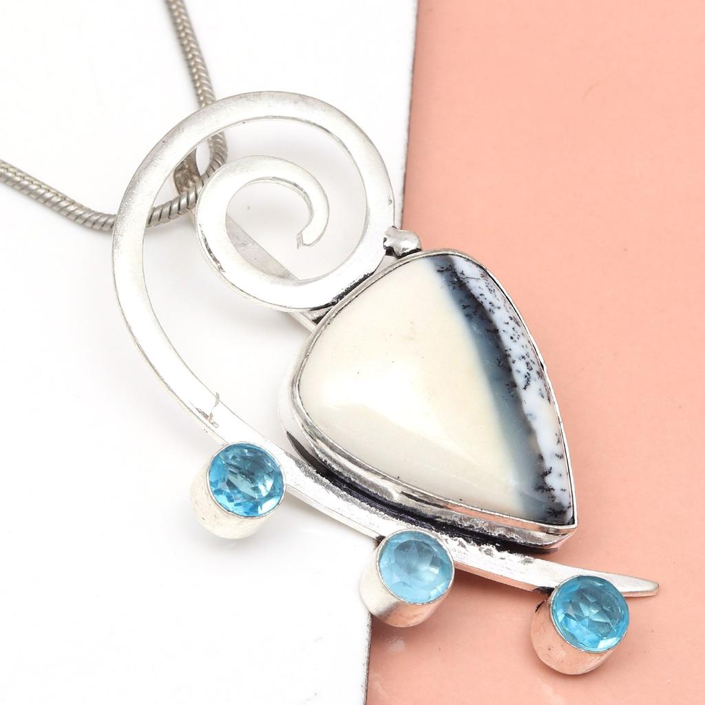 Dendrite  Necklace Garnet Gifted Jewelry Opal, 18" Gemstone Opal