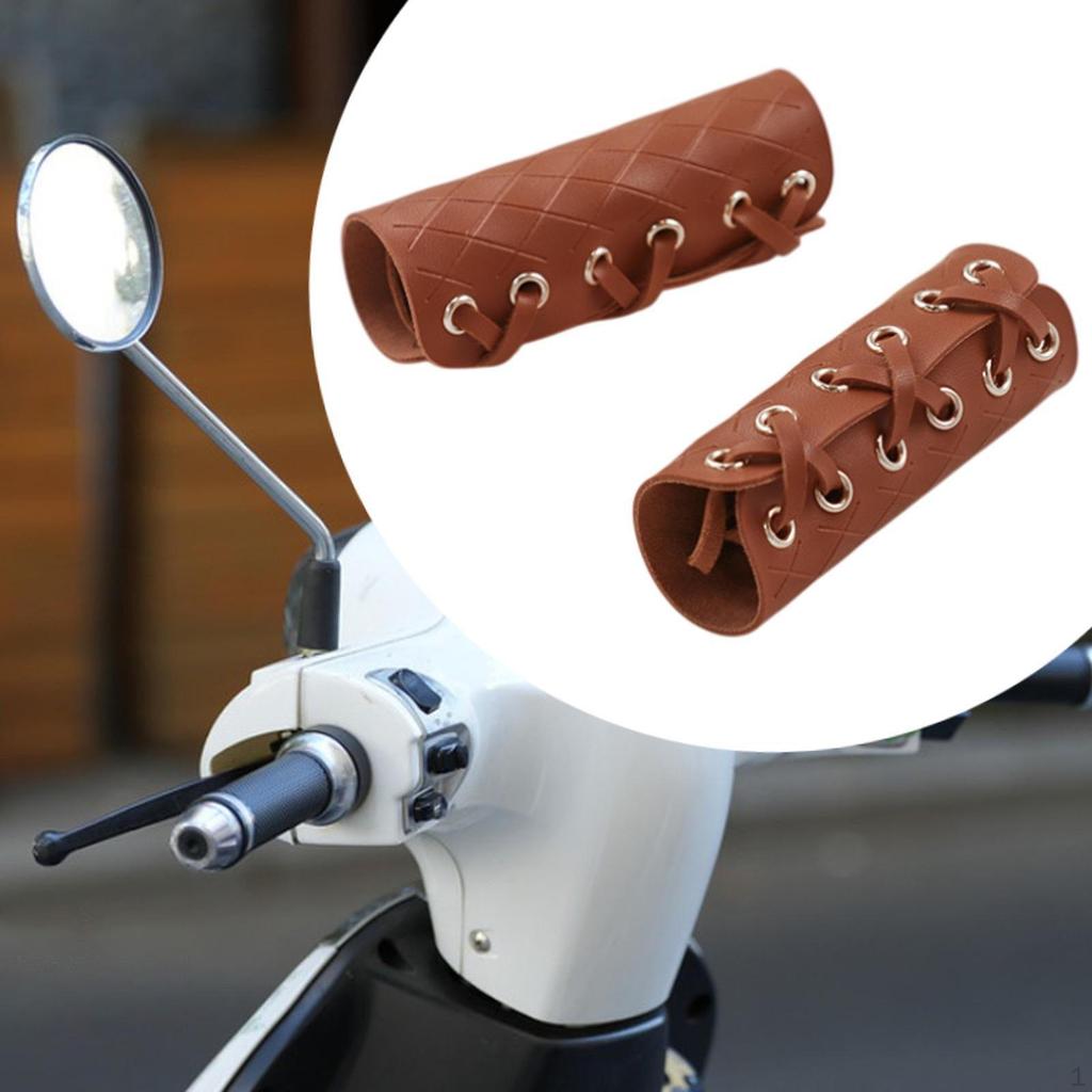 2 Pieces Handlebar Covers Parts Easy Installation Decor PU Leather Brake Clutch for Electric