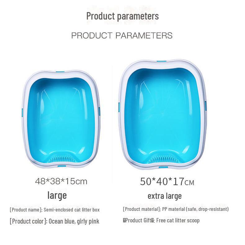 Large Semi-Enclosed Detachable Cat Litter Box