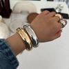 Exaggerated Punk Hip Hop Smooth Metal Spring Bangles Vintage Fashion Gold Copper Color Bangles For Women Men Bracelets Jewelry