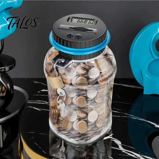 Visible Coin Bank for Teens Digital with Intelligent Counting, Safety Padlock ABS Transparent Money Saving Jar Kids Savings Jar, Management
