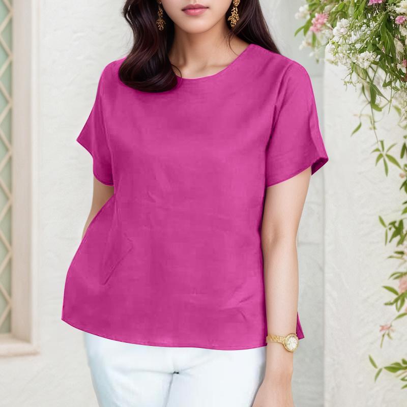 

ZANZEA Женская повседневная блузка с круглым вырезом, однотонная, летняя, с коротким рукавом 3XL