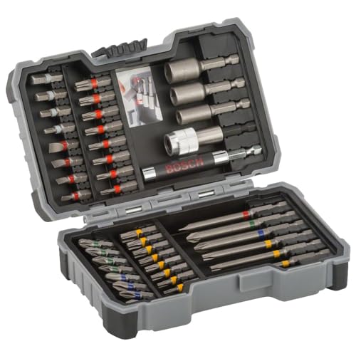 Bosch Screwdriver Bit Set (43 Pieces, Hexagonal Shank 6.35mm, 9mm Groove Shank, 25mm, with Case) 2607017164