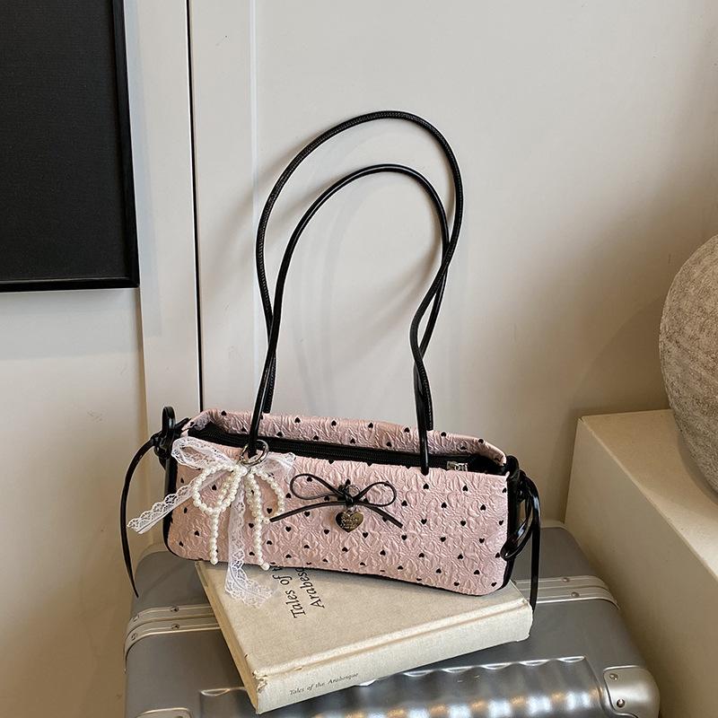 

Niche sweet wind underarm bag new sale shopping commuter shoulder bag girl versatile bow handbag bag Without pendant