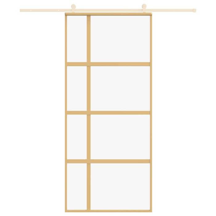 Porte coulissante - Maison Exclusive - Doré - Verre ESG transparent 90 x 205 cm - Cadre aluminium