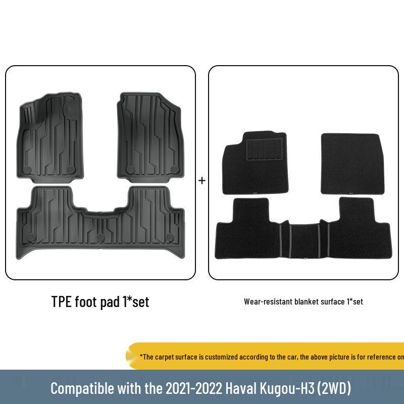 All-Weather TPE Mats for 2021-2022 Haval Cool Dog: Floor, Trunk, and Seat Backrest