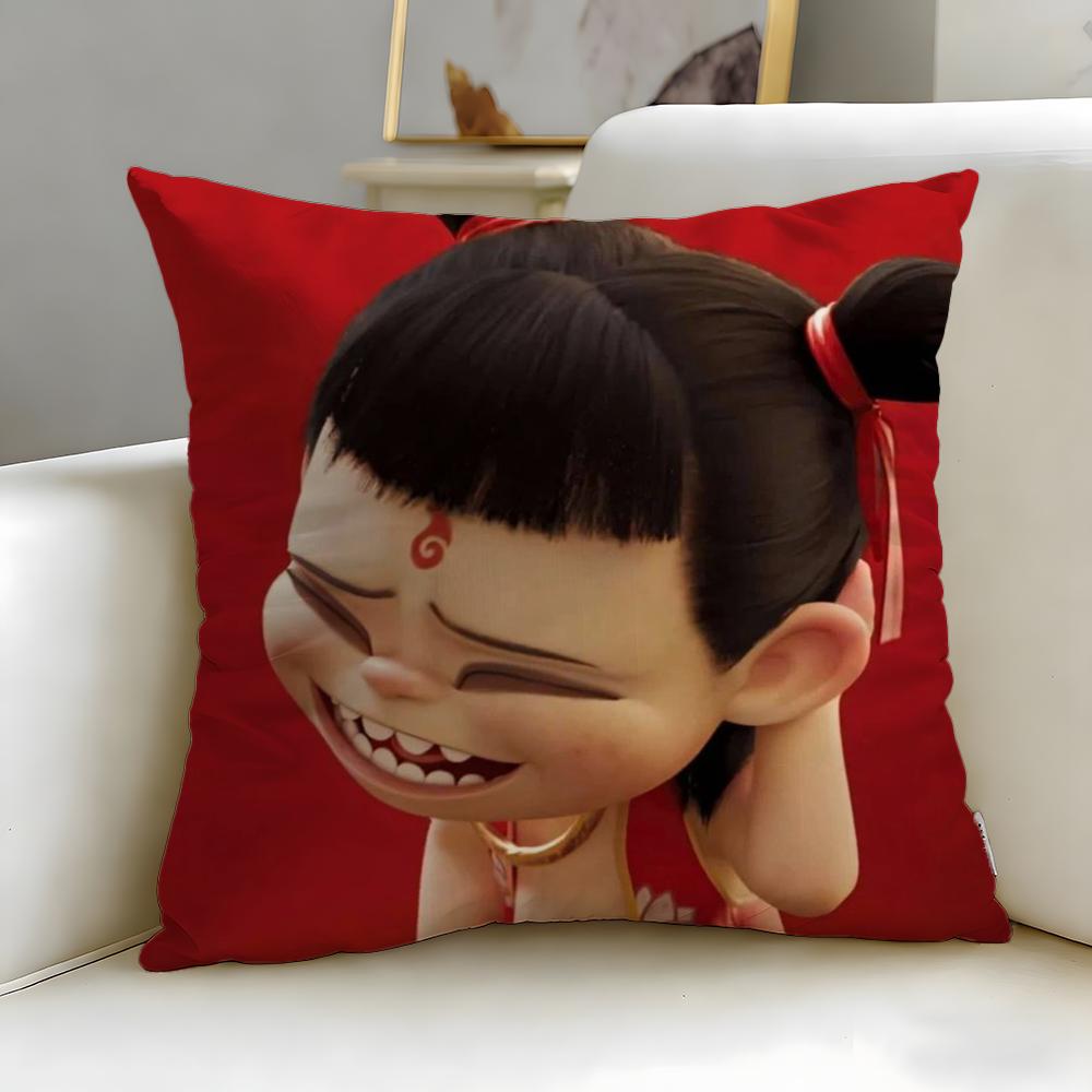 classic animated character Nezha Cushion Cover Soft & Easy-Wash Pillow Case – Versatile for Couch, Bed, Travel and Office