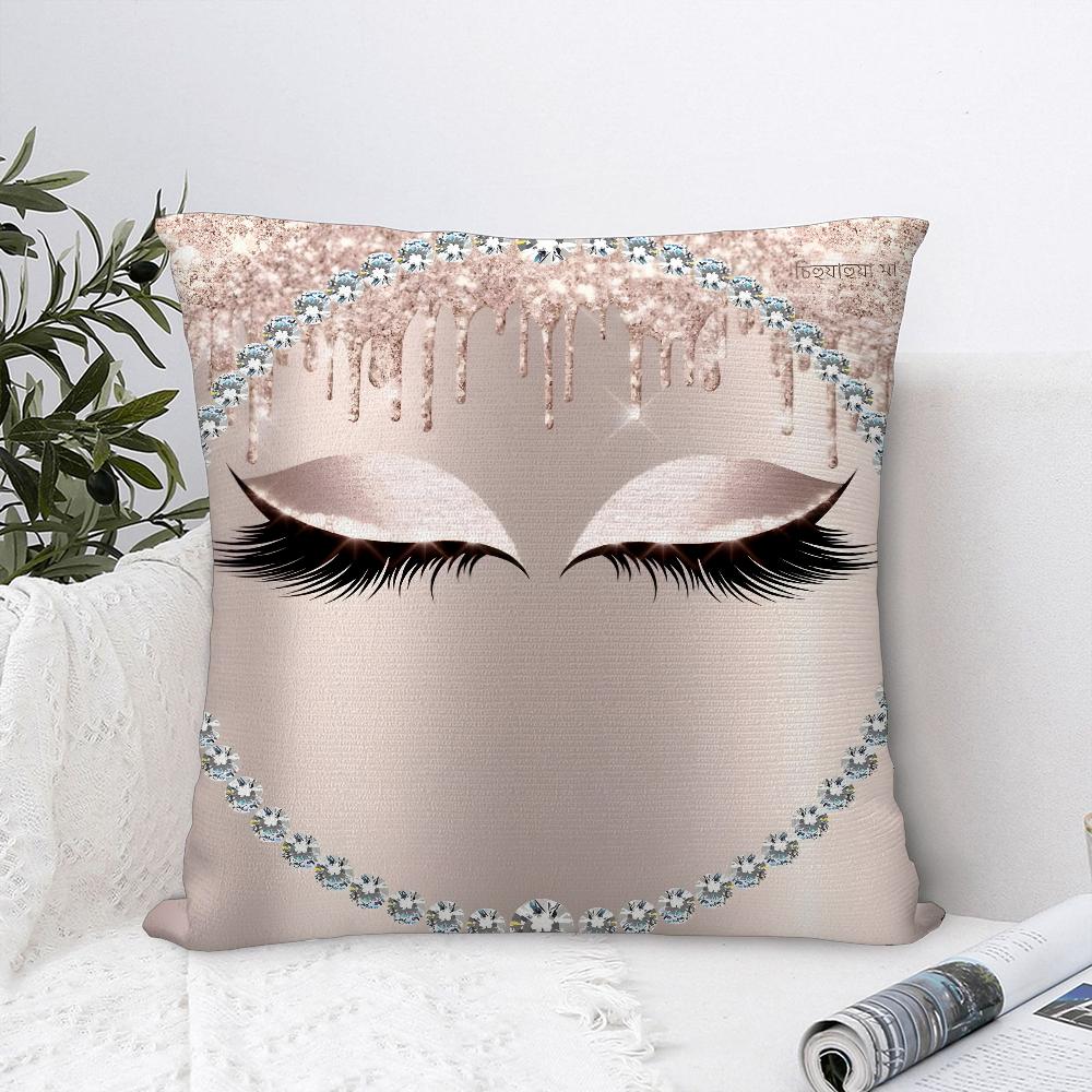 Beauty Makeup Eyelash Pillow Case Sofa Decorative Home Double-sided Print Plush Square Throw Pillow Covers Cushion Decor Cover