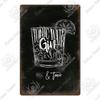 Mfoever Tin Decor Gin Brand Vintage Wine Tin Sign Metal Alcohol Plaque for Home Kitchen Bar Pub Club Man Cave Decoration Wall Decor