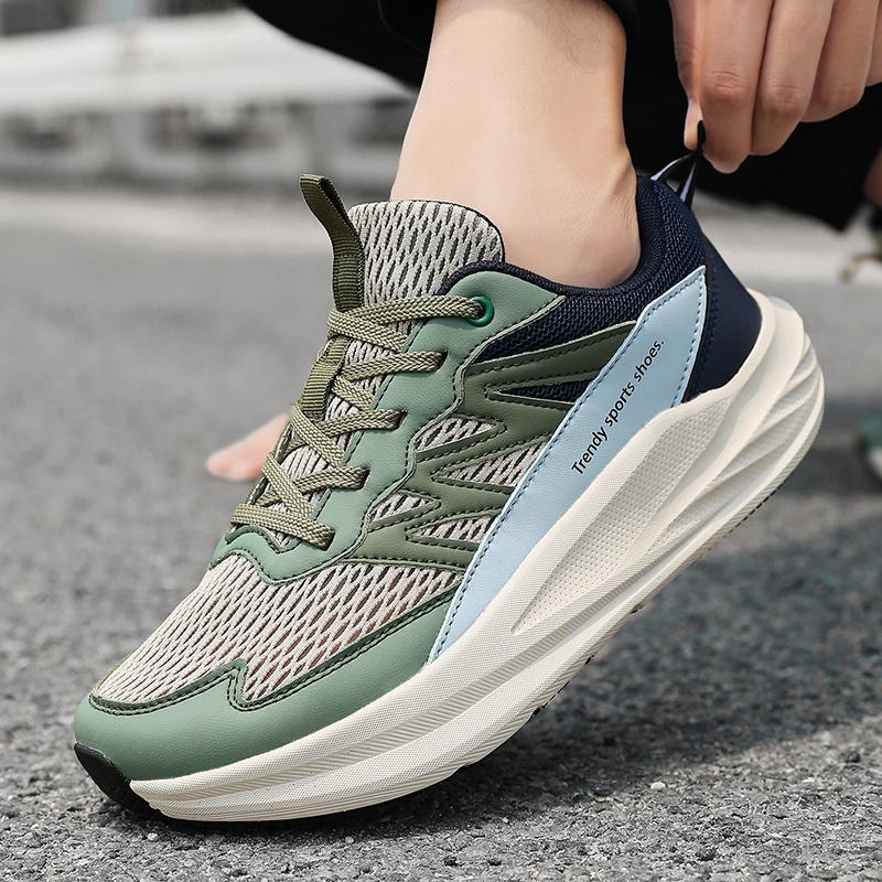 Men's Breathable Running Shoes Summer Lightweight Mesh Hollow Out Sport Shoes Anti-Slip Shock Absorption Elastic Wide Head