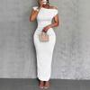 New, Cute Fashion Water Ripple Slanted Shoulder Dress In Stock