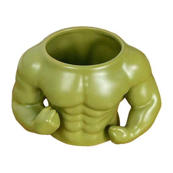 Hrnček s fitness tematikou Svalnatý muž Hrnček na kávu Veľká kapacita Keramická fľaša na vodu Novinka Darček pre milovníkov posilňovne Narodeniny Darček pre páry zelená