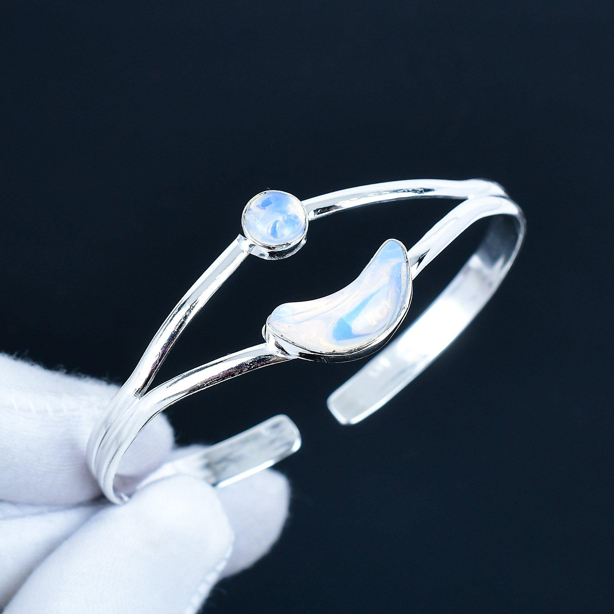 

Радужный лунный камень драгоценный камень ручной работы манжета браслет 925 стерлинговое серебро манжета браслет, браслет с лунным камнем для жены, унисекс браслет, подарок на День святого Валентина 7 белый