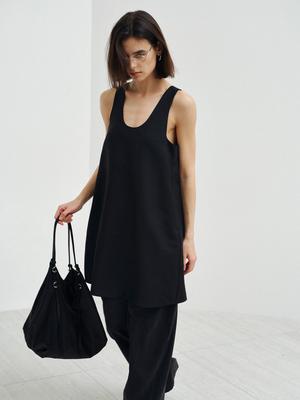 New Arrival Drapey Elegant Dress: Glossy Wool Acetate Tencel Vest for Women (C6100)