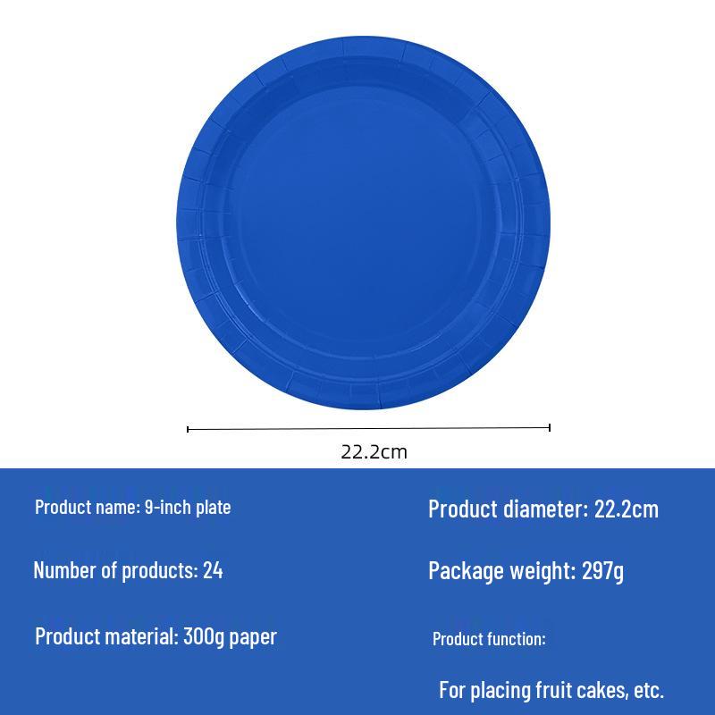 Dark Blue Party Decoration Set: Thick Disposable Plates, Cups, Napkins & Tablecloth
