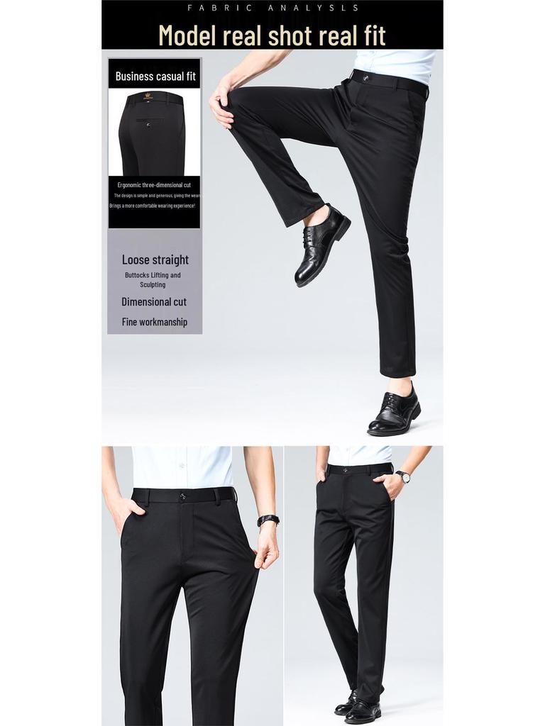 Men's Versatile Stretch Straight-Leg Casual Pants for Spring/Summer - Dad Style