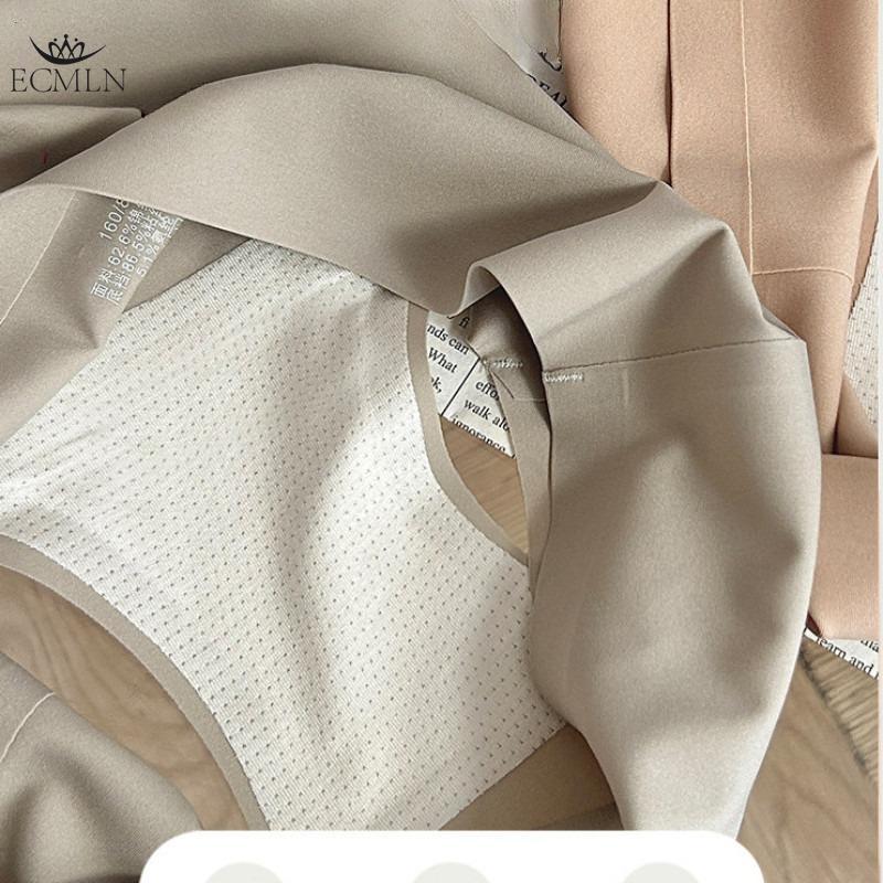 Women Summer Ice Silk Seamless Underwear Panties Lightweight Comfortable Mid-waist Panties Briefs Underpants