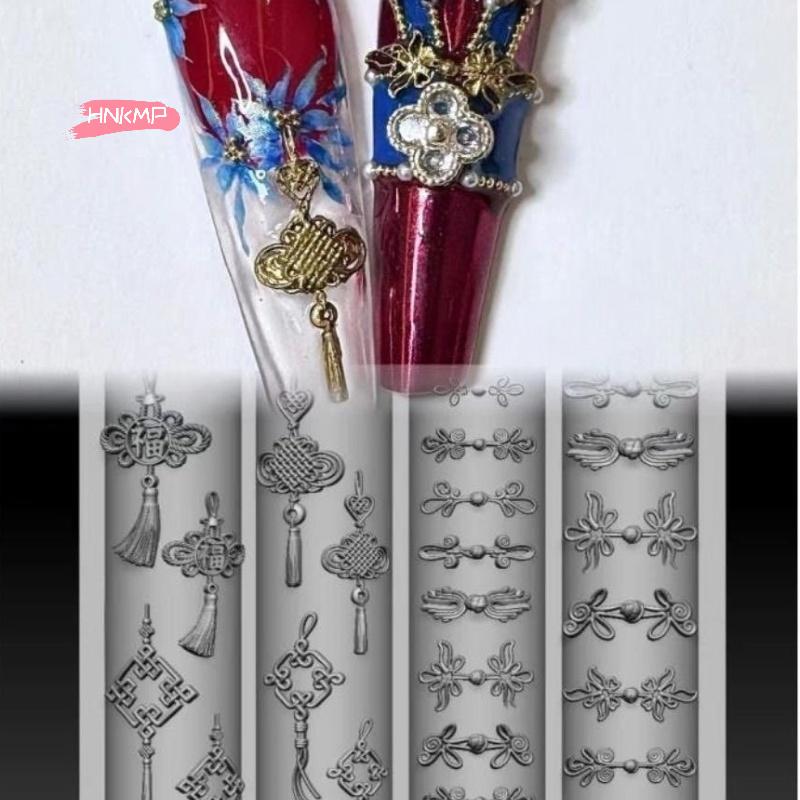 3D Silicone Nail Mold Butterfly Flower Design Sweet Bow Bead Chain Pattern for DIY Nail Art Decor Transparent Manicure Tools