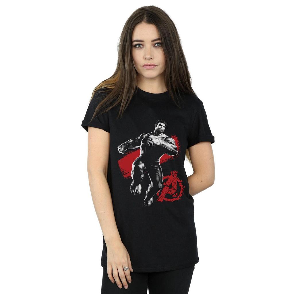Marvel Womens/Ladies Avengers Endgame Mono Hulk Cotton Boyfriend T-Shirt