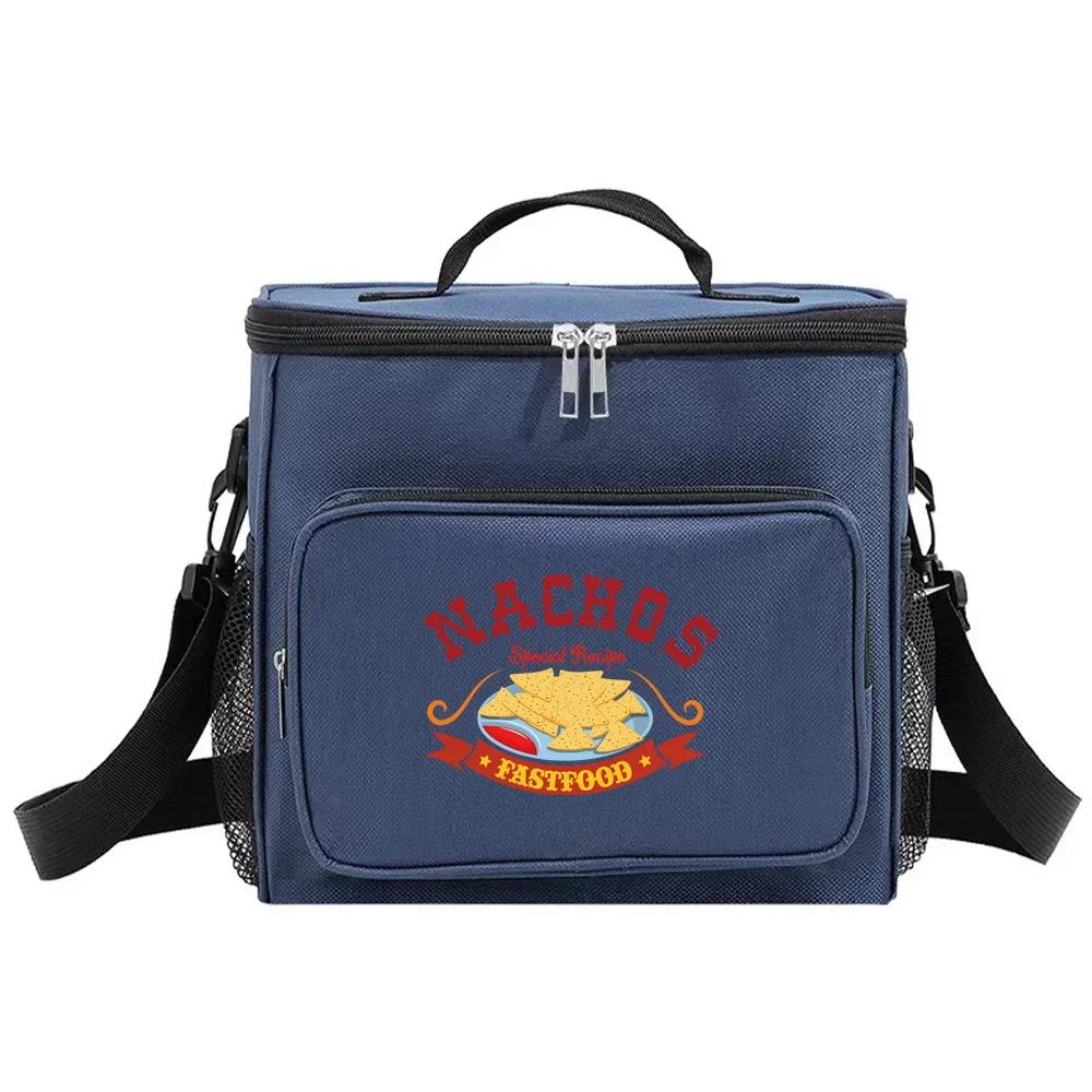 Shoulder Lunch Bag Insulated Bags Thermal Organizer Handbag Portable Waterproof Cooler Box for Men and Women Food Pattern
