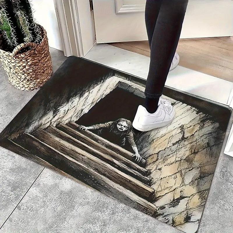 2D Spiral Stairs Carpet Mat Rug Home Decoration Long Hallway Living Room Bedroom Floor Decor Realistic Visual Effect Creative