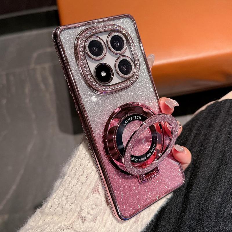 

Магнитная беспроводная зарядная подставка противоударный чехол для Redmi C 14C A3 Note 14 Pro Plus Xiaomi 14T Pro Чехол с блестящими бриллиантами For Redmi 13 4G золотой