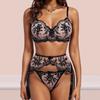 Sexy Lace Lingerie for Women Bra Garter Panties 3pcs Sets See-through Sexy Elegant Underwear Intimate Transparent Erotic